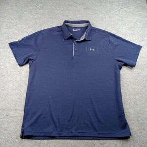 Under Armour Polo Shirt Mens 2XL Blue HeatGear Loose Fit Golf Top Performance